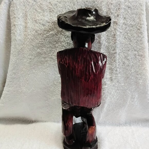 Vintage 14 3/4" Caribbean Standing Drummer Handcrafted form One Piece of Wood!! - Picture 4 of 6